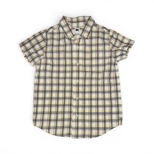 Janie and Jack Yellow and Blue Plaid Button Down Shirt Boys Size 5 Preppy Casual